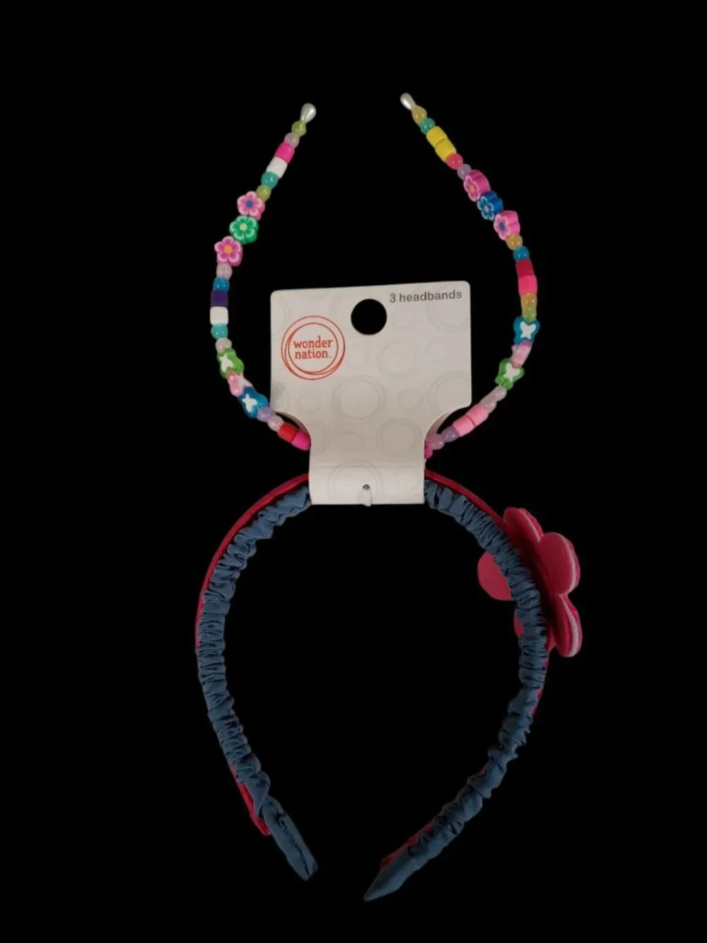Wonder Nation 3-Piece Girls Headbands – Pink Flower & Beaded Designs